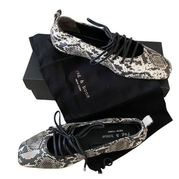 Rag & Bone Black and White Snakeskin Flats - Picture 12 of 15